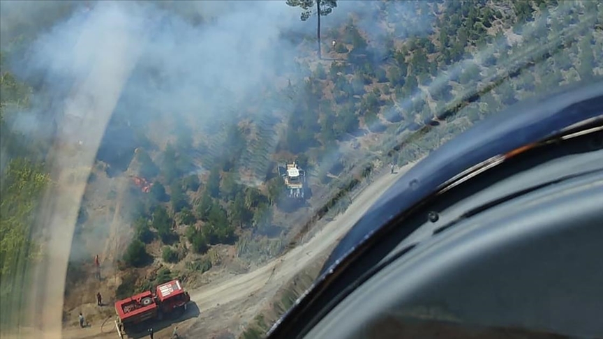 Manisa'da çıkan orman yangınına müdahale ediliyor