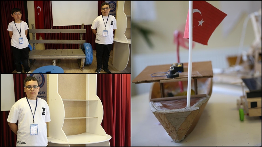 Atık malzemeler köy okulu öğrencilerinin eliyle hayat buldu