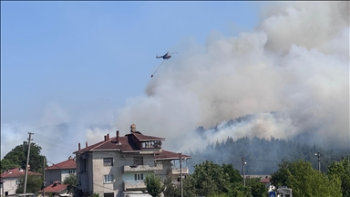 Bursa'nın Orhaneli ilçesinde anızda başlayıp ormana sıçrayan yangına müdahale ediliyor