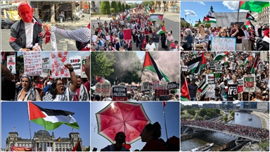 Avrupa'da, 陌蝉谤补颈濒'in Gazze'ye yönelik sald谋r谋lar谋 protesto edildi