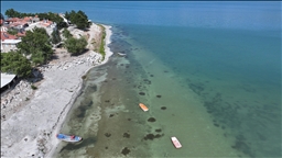Kuraklığın etkisiyle su seviyesi düşen Eğirdir Gölü dronla görüntülendi