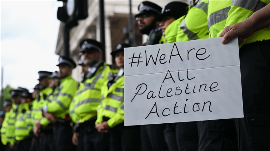 İԲٱ'de hükümetin yasaklamaya hazırlandığı Palestine Action'a destek eylemi düzenlendi