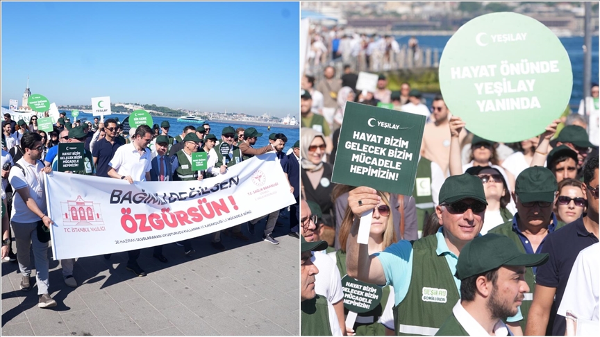 Üsküdar'da "Dünya Uyuşturucu Kullanımı ve Kaçakçılığı İle Mücadele Günü" kapsamında yürüyüş yapıldı