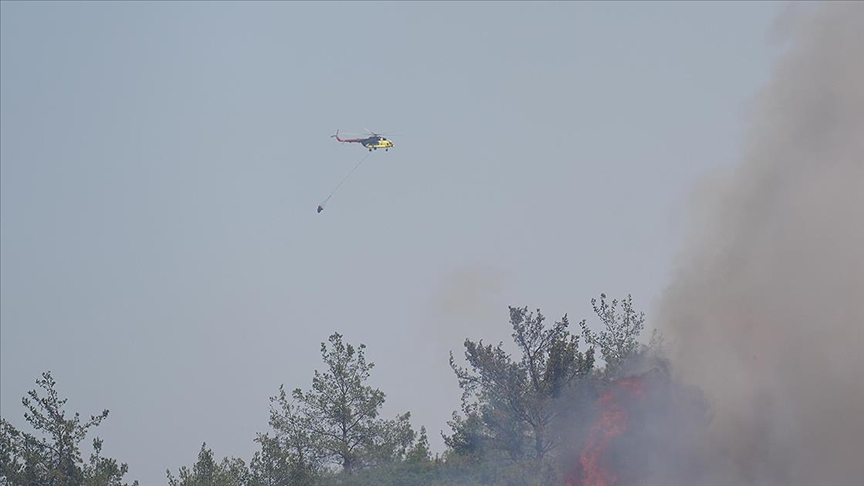 Ormanlık ve makilik alanlarda çıkan yangınlara havadan ve karadan müdahale ediliyor