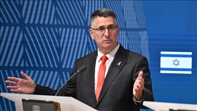 Pro-Palestinian protesters in Lithuania decry ties with Israel during Israeli foreign minister’s visit
