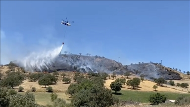 Çanakkale'de bozuk orman alanında çıkan yangına müdahale ediliyor