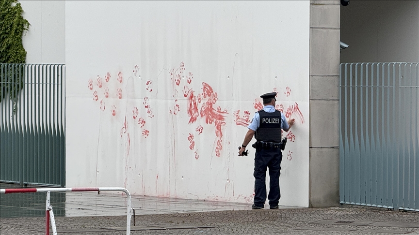 Protesting Gaza genocide, activists splash red paint on German Chancellery
