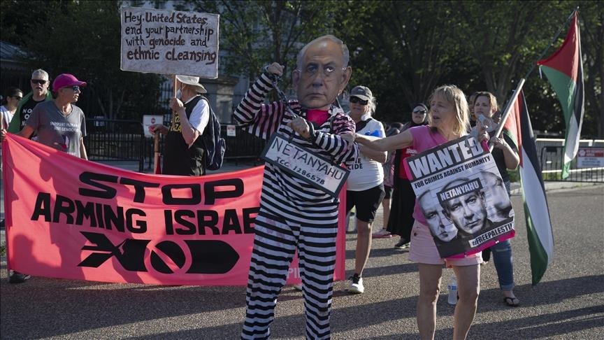 Warga AS pro-Palestina gelar demonstrasi di luar Gedung Putih jelang kunjungan PM Israel