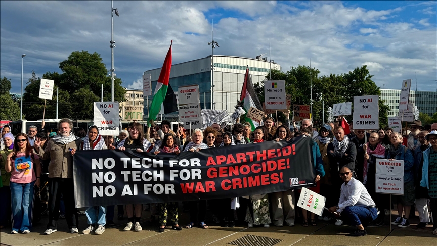 Protest in Geneva slams AI for Good Summit over big tech's reported role in Gaza war