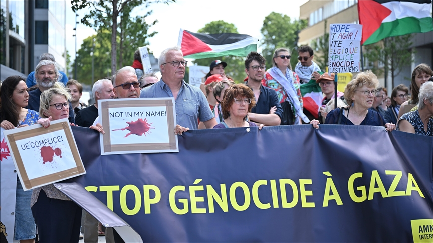 دعمًا لفلسطين.. المئات يتظاهرون أمام مقر المجلس الأوروبي في بروكسل