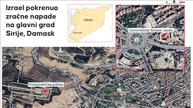 Izrael izveo napade na Generalštab i Predsjedničku palatu u Damasku