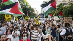 Pro-Palestinian protesters gather in New York City to demand end to Israeli attacks on Gaza