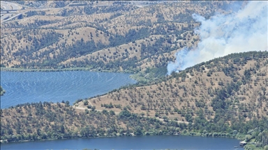 Eymir Gölü yakınlarındaki ormanlık alanda yangın çıktı