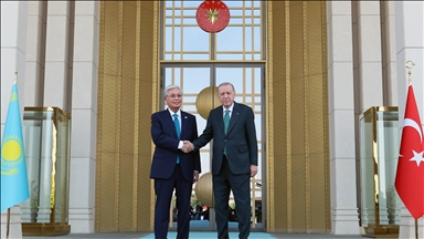 Turkish President Erdogan welcomes Kazakh counterpart
