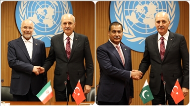 TBMM Başkanı Kurtulmuş, İran Meclis Başkanı Kalibaf ve Pakistan Ulusal Meclis Başkanı Sadık ile bir araya geldi