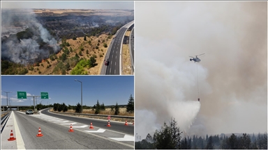 Kırklareli'nde ağaçlık alanda çıkan yangın nedeniyle Avrupa Otoyolu trafiğe kapatıldı