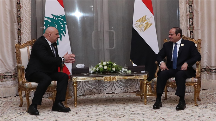 السيسي وعون يبحثان سبل التهدئة وخفض التصعيد بالمنطقة