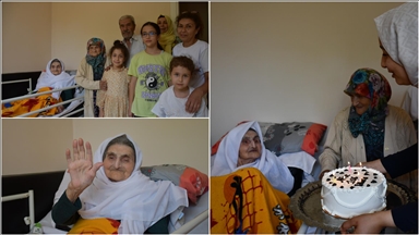 Torununun torununu gören 106 yaşındaki Hatice nineye doğum günü kutlaması