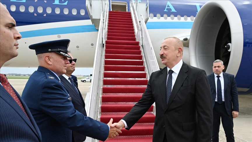 Azerbaijan’s president arrives in US ahead of trilateral peace talks with Armenia