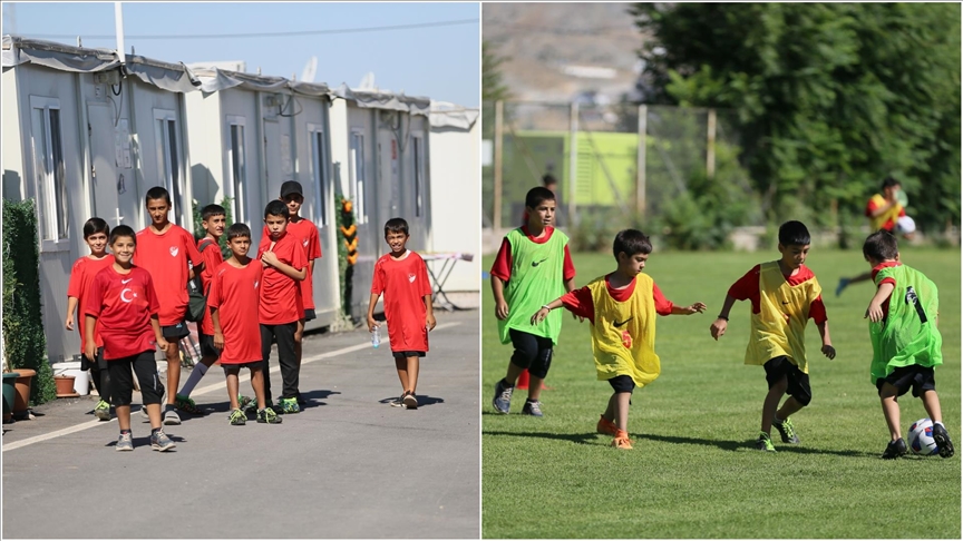 Konteyner kentteki çocuklar TFF sayesinde çim sahada futbol eğitimi alıyor