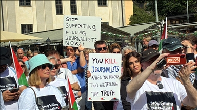 İsveç'te gazeteciler, Gazze'de meslektaşlarını öldüren İsrail'i protesto etti