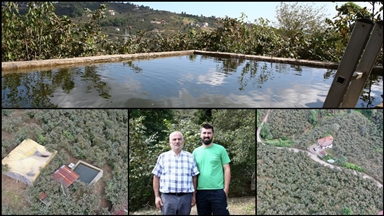 Giresun'da fındık bahçesine damla sulama sistemi kuran baba oğul verimi iki kat artırdı