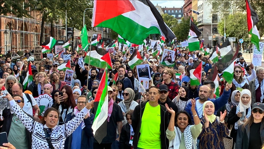 Protesters in Sweden rally against Israeli occupation plans in Gaza