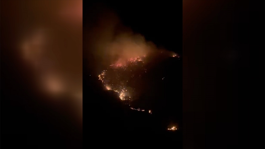 Balıkesir Marmara Adası'nda çıkan yangına müdahale ediliyor