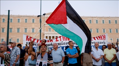 Pro-Palestinians rally near Israeli Embassy in Athens to protest genocide in Gaza