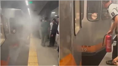 Bağcılar'da metronun fren balatalarında çıkan yangın söndürüldü