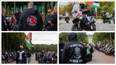 Hollanda'da motosiklet sürücülerinden Filistin'e destek gösterisi