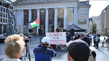 Artists in Brussels read out names of children killed by Israel in Gaza