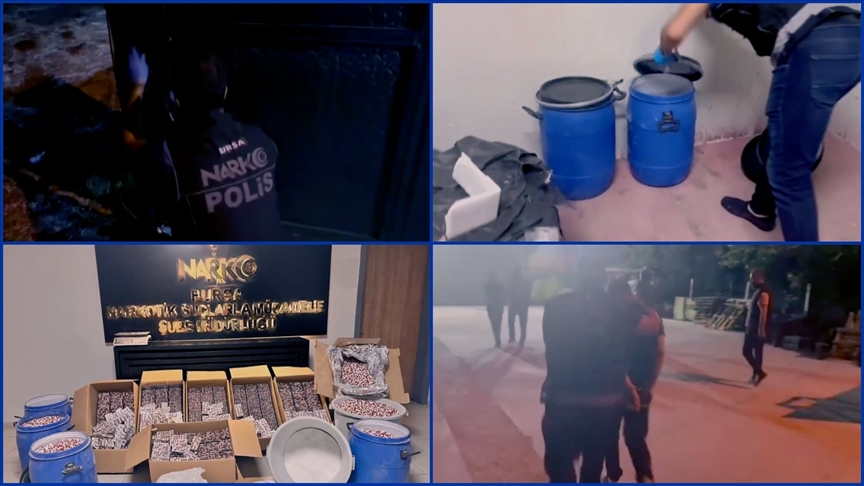 Bursa'da düzenlenen operasyonda 300 bin uyuşturucu hap ele geçirildi