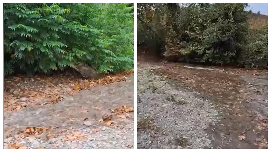 Kuraklıktan etkilenen Maden Deresi'nin suyla buluştuğu an vatandaş tarafından kaydedildi