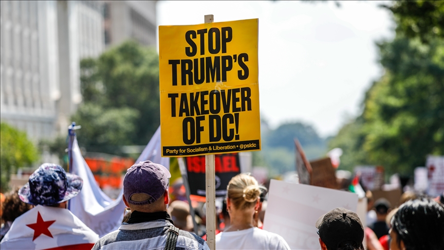 Thousands rally in Washington against Trump’s federal policing takeover