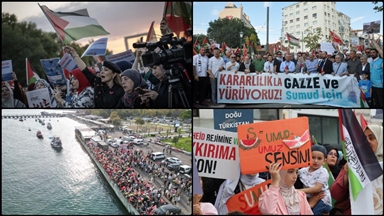 Küresel Sumud Filosu'na destek için birçok ilde yürüyüş düzenlendi