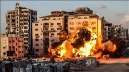 Israeli army bombs another high-rise building in Gaza City