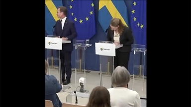 Sweden's new health minister collapses during press conference