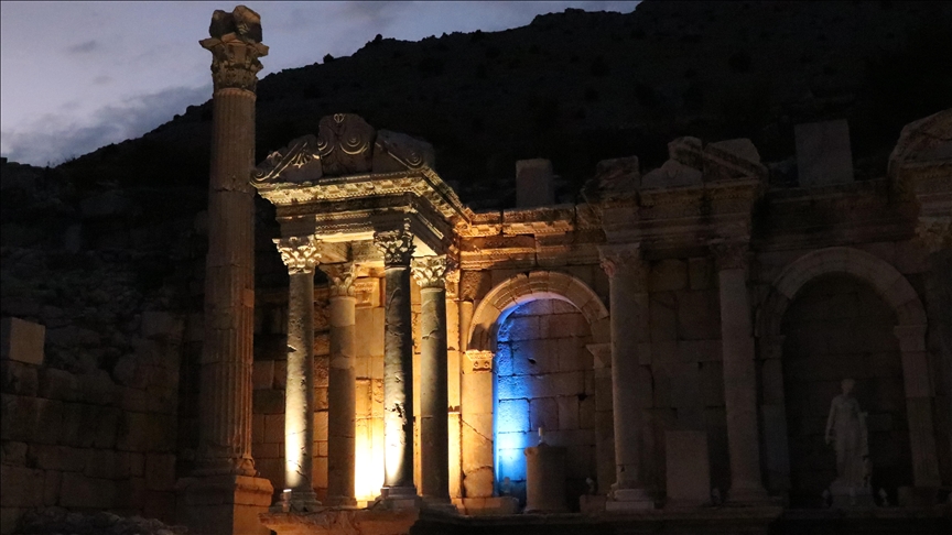 Lights illuminate Sagalassos ancient city for night museum visits