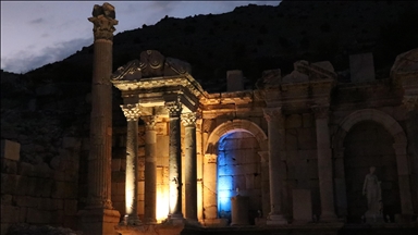 Lights illuminate Sagalassos ancient city for night museum visits