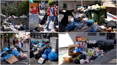 İzmir'in Karşıyaka ve Konak ilçelerinde biriken çöplere mahalleliden tepki