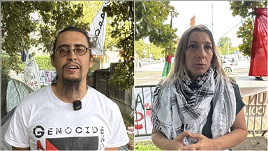 BM önünde çadır eylemi yapan Filistin destekçileri, Küresel Sumud Filosu'na koruma talep ediyor