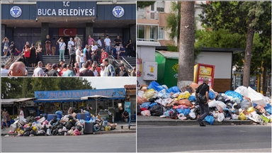 İzmir Buca'da maaş alamadıkları için iş bırakan işçilerin eylemi 7. gününde 