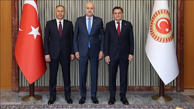 TBMM Başkanı Kurtulmuş, İçişleri Bakanı Yerlikaya ile KKTC İçişleri Bakanı Oğuz'u kabul etti