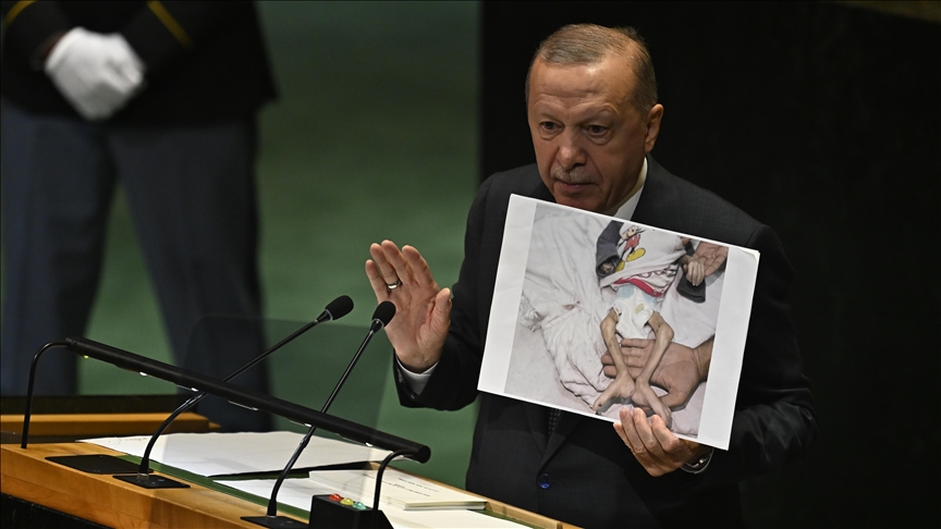 Turkish president calls on world leaders at UN General Assembly to act to help Palestinians