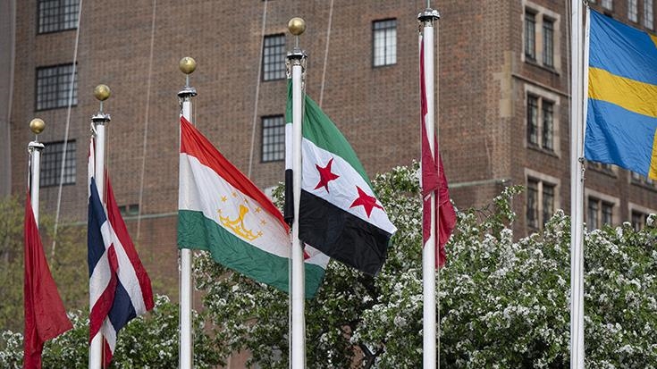 Syrians gather outside UN headquarters to welcome President Al-Sharaa in historic appearance
