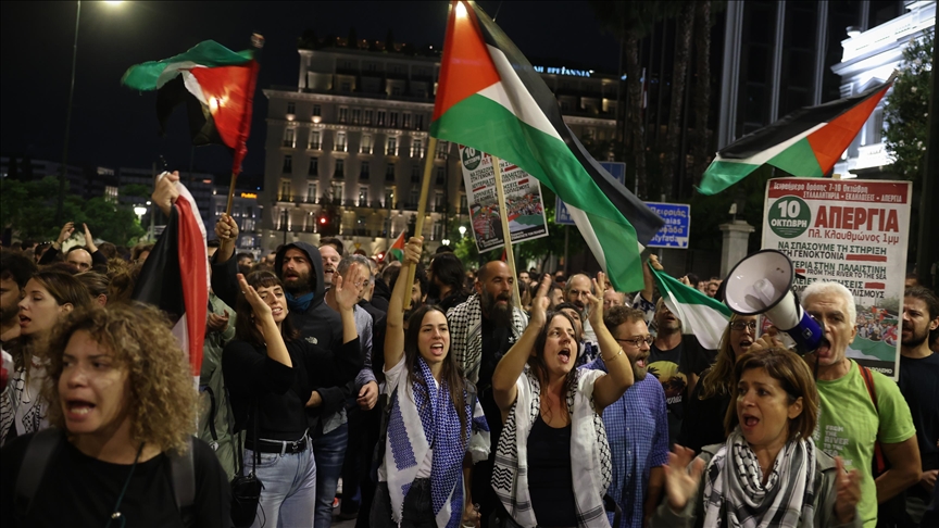 Protest in Athens against Israel’s attack on Gaza aid flotilla activists