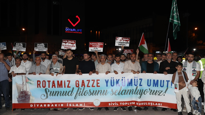 Li Diyarbekirê êrîşa Îsraîlê ya dijî Fîloya Sumûdê ya Kurewî hat protestokirin