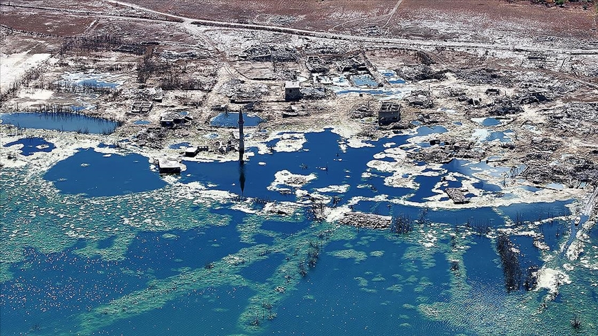 Kayseri'de baraj suyu çekilince eski 4 yerleşim yeri ortaya çıktı