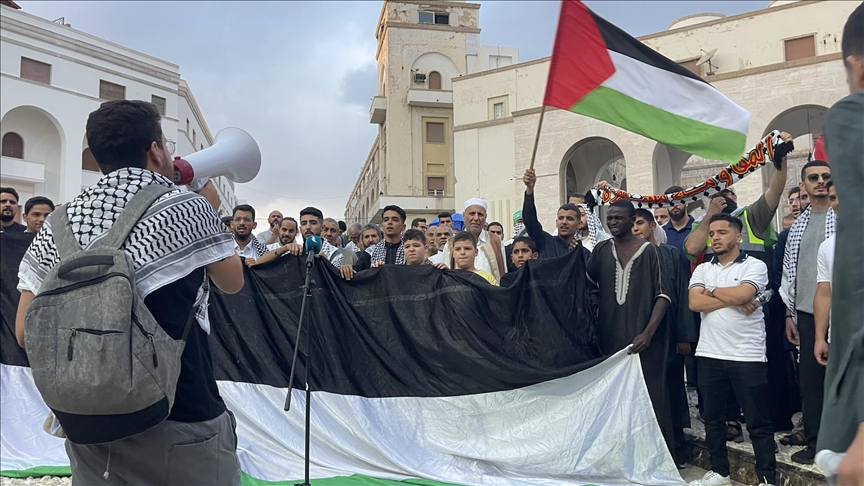ليبيون يتظاهرون في طرابلس تنديدا بهجوم إسرائيل على أسطول الصمود